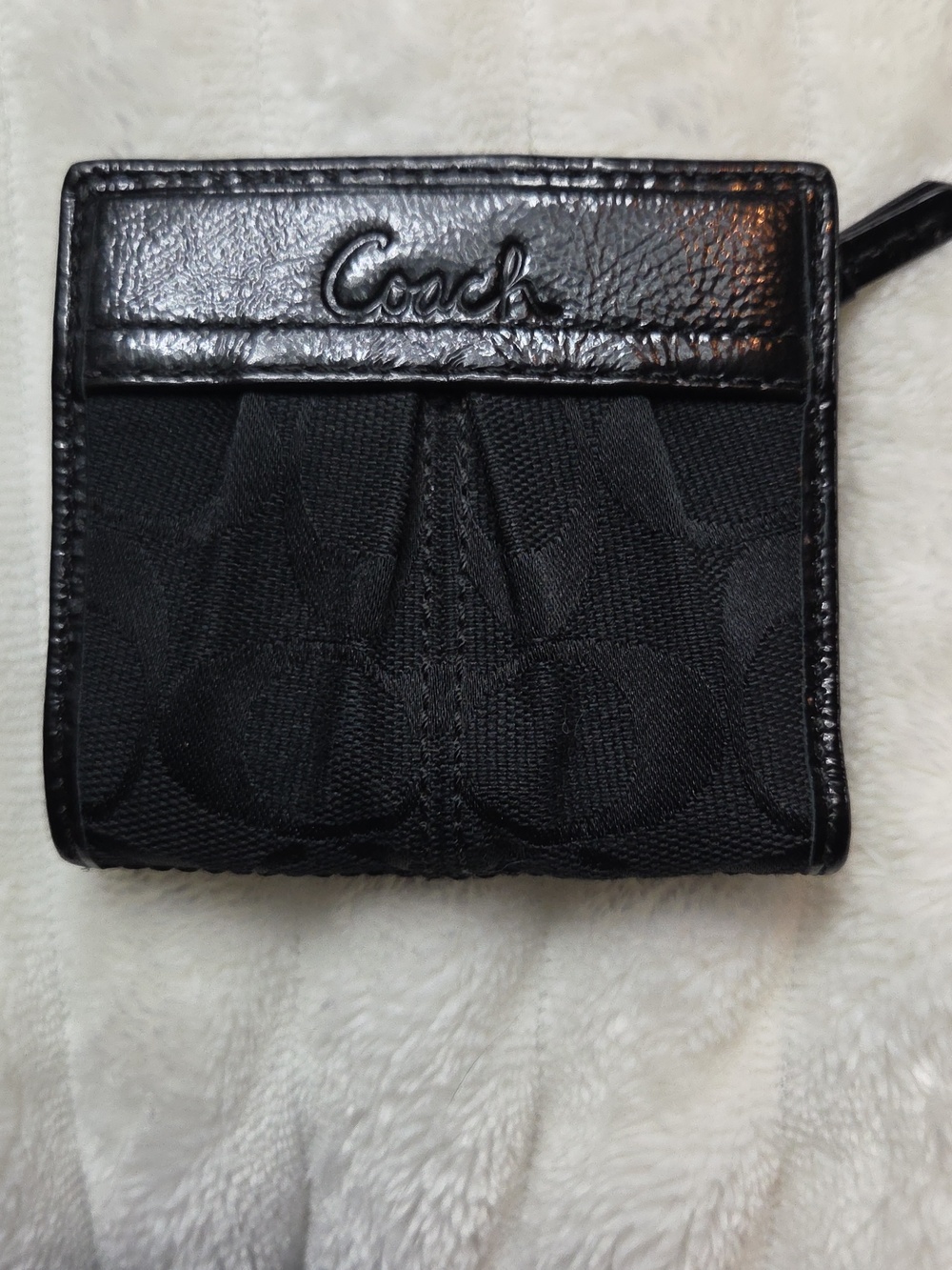 COACH NEW Wallet Black Pleated Bi-fold Wallet / Coin Purse